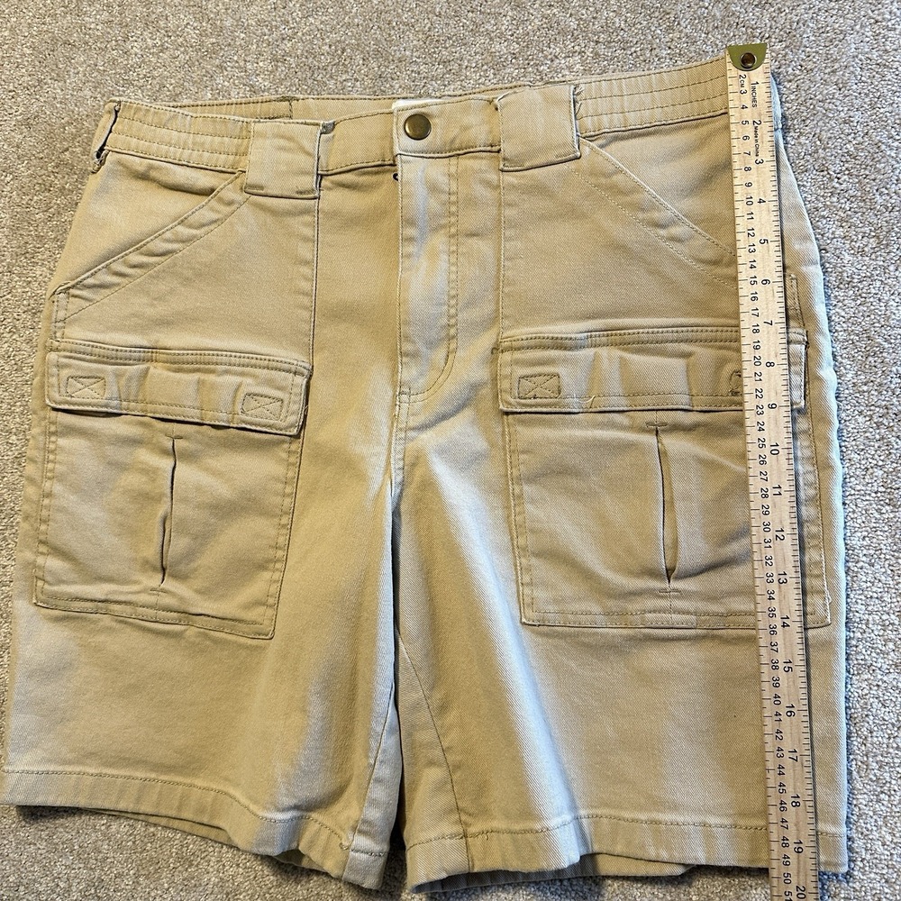 Mens Cargo Shorts Size 36 John Blair Utility Pockets Beige Flat Front Casual 8" - Picture 6 of 7
